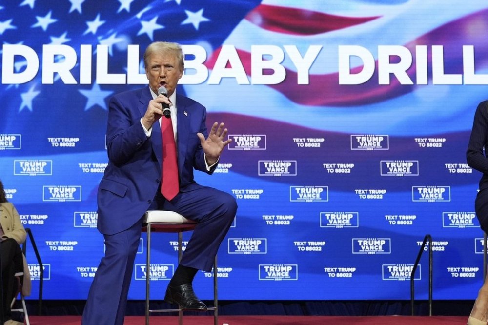 FILE - Republican presidential nominee former President Donald Trump speaks at a campaign town hall, Oct. 14, 2024, in Oaks, Pa. (AP Photo/Alex Brandon, File)