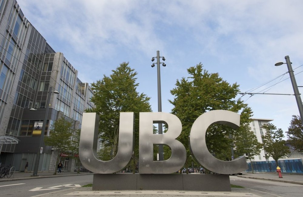 The UBC sign is pictured at the University of British Columbia in Vancouver, B.C., Tuesday, April 23, 2019. THE CANADIAN PRESS/Jonathan Hayward