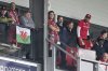 Wrexham co-owner Rob McElhenney, center, watches from the stands during the English Football League One Soccer match between Wrexham and Bristol Rovers, at the SToK Racecourse, Wrexham, Wales, Friday April 18, 2025. (Cody Froggatt/PA via AP)
