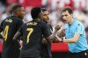 FILE - Referee Ricardo De Burgos Bengoetxea, right, discusses with Real Madrid players during a Spanish La Liga soccer match between Sevilla and Real Madrid, at the Ramon Sanchez Pizjuan stadium in Seville, Spain, Saturday, Oct. 21, 2023. (AP Photo/Jose Breton, File)