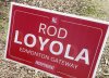 A Rod Loyola campaign sign seen in Edmonton, in this undated photo. The Liberal Party of Canada and an Independent candidate running in Edmonton are at odds over what kind of federal election lawn signs the former Liberal can use. THE CANADIAN PRESS/HO Rod Loyola **MANDATORY CREDIT**