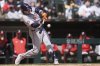 Houston Astros' Jake Meyers (6) hits a 2-run triple during the fourth inning of a baseball game against the Chicago White Sox, Saturday, May 3, 2025, in Chicago. (AP Photo/Erin Hooley)