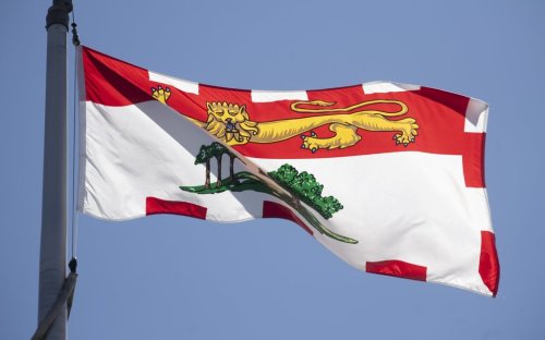 Prince Edward Island's provincial flag flies on a flagpole in Ottawa, Monday, July 6, 2020. THE CANADIAN PRESS/Adrian Wyld