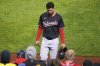 Washington Nationals pitcher Jorge López walks to the dugout after being ejected from a baseball game after hitting a batter and then throwing high and inside to Pittsburgh Pirates' Andrew McCutchen during the seventh inning in Pittsburgh, Wednesday, April 16, 2025. (AP Photo/Gene J. Puskar)