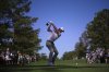 Laurie Canter, of England, hits from the 15th tee during a practice round at the Masters golf tournament, Tuesday, April 8, 2025, in Augusta, Ga. (AP Photo/Matt Slocum)