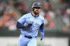 Toronto Blue Jays' Nathan Lukes in action during a baseball game against the Baltimore Orioles, Saturday, April 12, 2025, in Baltimore. (AP Photo/Nick Wass)