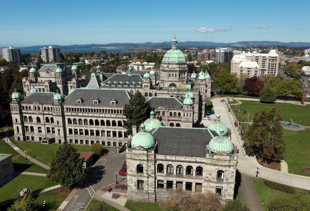 A view from above the B.C. legislature at Victoria, B.C., on Wednesday, May 8, 2024. THE CANADIAN PRESS/Chad Hipolito
