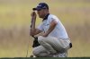 Justin Thomas lines up a putt on the 17th green during the second round of the RBC Heritage golf tournament, Friday, April 18, 2025, in Hilton Head Island, S.C. (AP Photo/Mike Stewart)