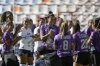 FILE - Pachuca's Jenni Hermoso, center, is greeted by teammates before a Mexican Women's soccer league match between Pachuca and Pumas at the Miguel Hidalgo stadium in Pachuca, Mexico, Sept. 10, 2023. (AP Photo/Eduardo Verdugo, File)