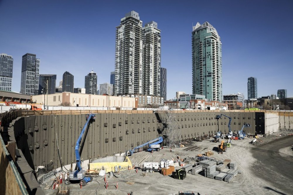 Construction continues on Scotia Place, the new home of the NHL Calgary Flames, in Calgary on Monday, April 14, 2025.THE CANADIAN PRESS/Jeff McIntosh