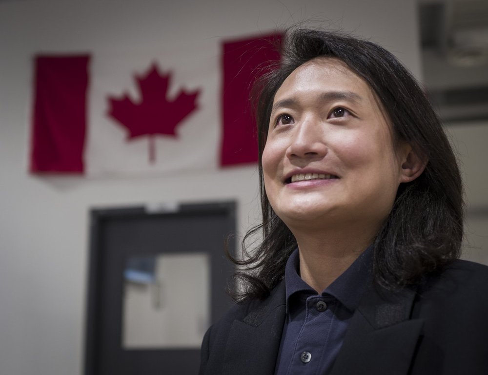 New Canadian Naiwen Cao, who works at the Centre for Newcomers, will be voting for the first time in his life in the upcoming election and is pictured at the centre in Calgary, Thursday, April 17, 2025.THE CANADIAN PRESS/Jeff McIntosh