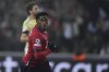 FILE - Lille's Jonathan David celebrates after scoring the opening goal during the Champions League opening phase soccer match between Lille and Juventus at the Stade Pierre Mauroy in Villeneuve-d'Ascq, outside Lille, France, Tuesday, Nov. 5, 2024. (AP Photo/Christophe Ena, File)