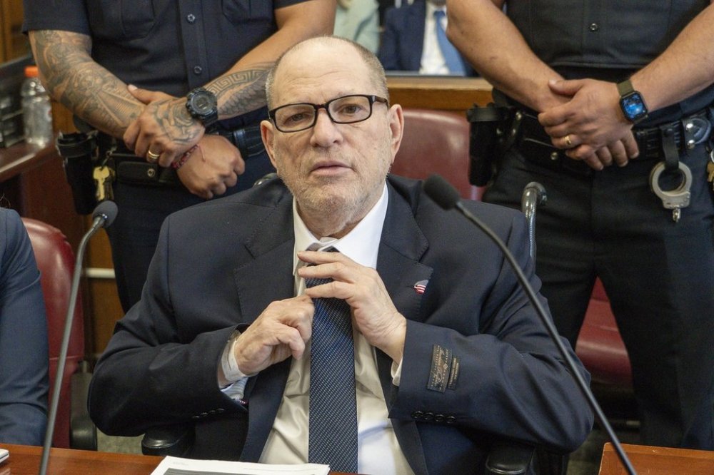 Harvey Weinstein appears in state court in Manhattan in his retrial on Wednesday, April 23, 2025 in New York. (Steven Hirsch /New York Post via AP, Pool)