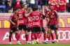 New York Red Bulls players celebrate after a goal against CF Montréal during the second half of an MLS soccer match Saturday, April 26, 2025, in Harrison, N.J. (AP Photo/Eduardo Munoz Alvarez)
