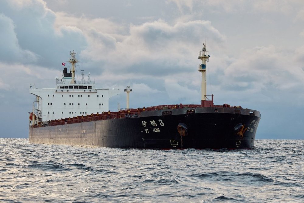 FILE - The Chinese ship, the bulk carrier Yi Peng 3 is anchored in the sea of Kattegat, near the city of Grenaa in Jutland, Denmark, Wednesday, Nov. 20, 2024. (Mikkel Berg Pedersen/Ritzau Scanpix via AP, File)