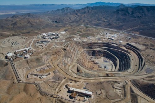 This 2024 photo provided by MP Materials shows an aerial view of the company's mine in Mountain Pass, Calif. (MP Materials via AP)