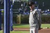 San Francisco Giants manager Bob Melvin watches players during batting practice before a baseball game against the Chicago Cubs in Chicago, Monday, May 5, 2025. (AP Photo/Nam Y. Huh)