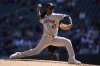 FILE - Houston Astros relief pitcher Rafael Montero (47) delivers during the fifth inning of a baseball game against the Minnesota Twins, April 6, 2025, in Minneapolis. (AP Photo/Abbie Parr, File)