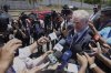 Maryland Sen. Chris Van Hollen speaks to the press in La Libertad, El Salvador, where he arrived regarding Kilmar Abrego Garcia, a Salvadoran citizen who was living in Maryland and deported to El Salvador by the Trump administration, Wednesday, April 16, 2025. (AP Photo/Salvador Melendez)