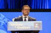 Bloc Quebecois Leader Yves-Francois Blanchet speaks to supporters on election night, in Montreal, Tuesday, April 29, 2025. THE CANADIAN PRESS/Christopher Katsarov