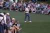 Rory McIlroy, of Northern Ireland, celebrates after a birdie on the 15th hole during the third round at the Masters golf tournament, Saturday, April 12, 2025, in Augusta, Ga. (AP Photo/George Walker IV)