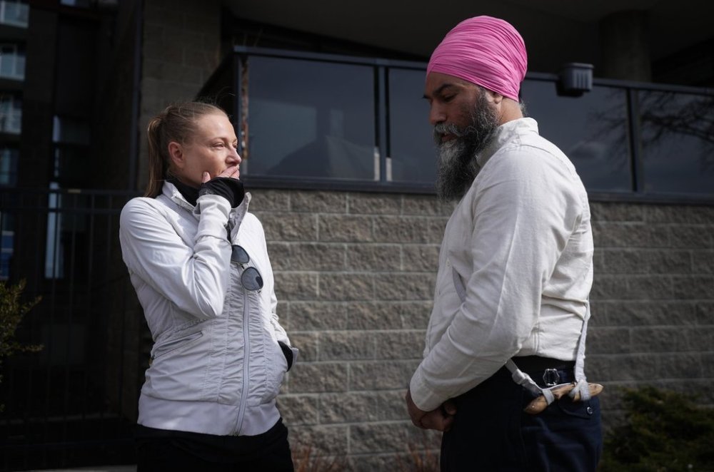 NDP Leader Jagmeet Singh speaks during a campaign stop in Edmonton on Wednesday, April 23, 2025. THE CANADIAN PRESS/Darryl Dyck