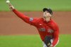 Boston Red Sox starting pitcher Walker Buehler delivers against the Cleveland Guardians during the first inning of the second baseball game of a doubleheader, Saturday, April 26, 2025, in Cleveland, (AP Photo/David Richard)