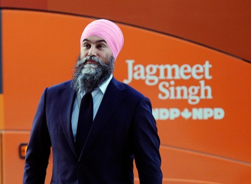 NDP Leader Jagmeet Singh arrives for a television interview with all federal party leaders at a studio Thursday, April 3, 2025 in Montreal. THE CANADIAN PRESS/Adrian Wyld