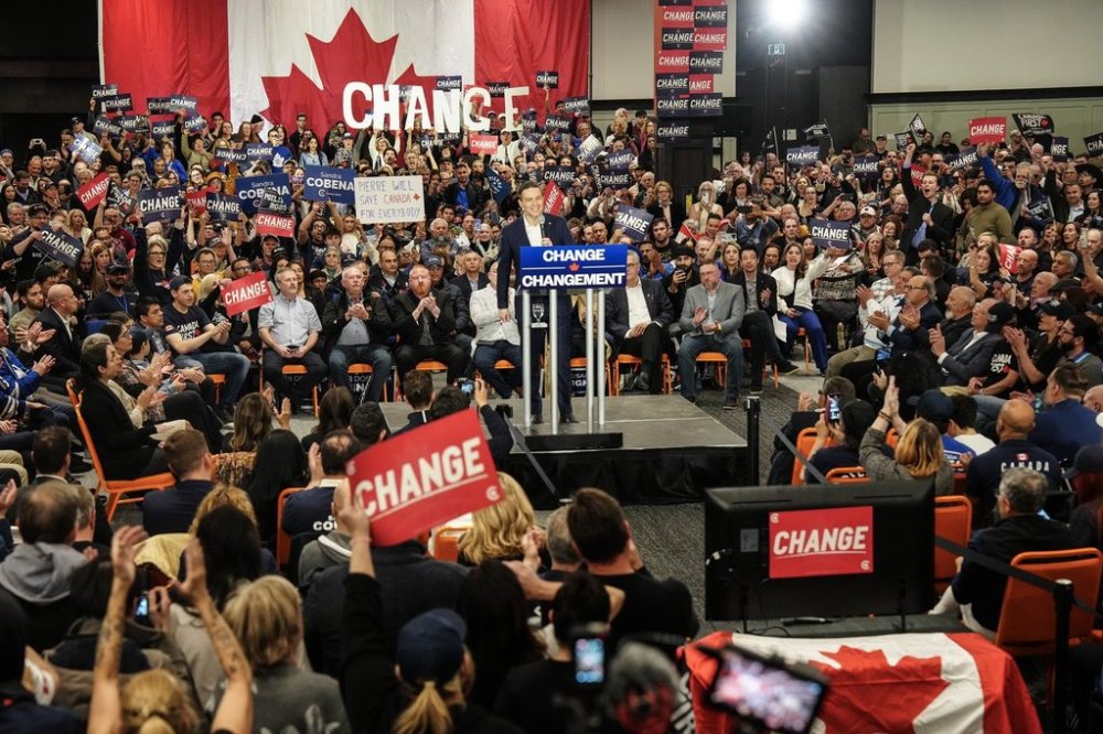 Federal Conservative Leader Pierre Poilievre holds a Canada First Rally For Change, in Vaughan on Tuesday April 22, 2025. THE CANADIAN PRESS/Chris Young