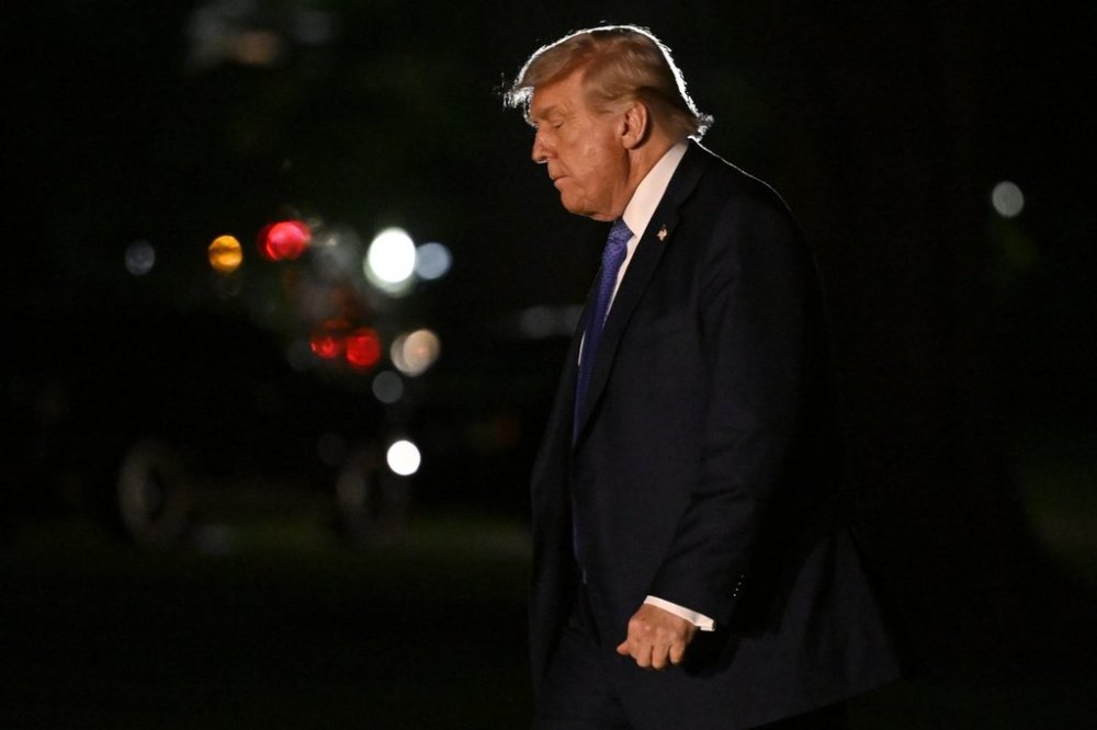 President Donald Trump arrives on the South Lawn of the White House, Thursday, April. 24, 2025, in Washington. (AP Photo/John McDonnell)