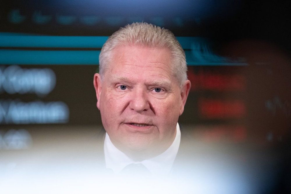 Ontario Premier Doug Ford speaks at a press conference in Toronto on Thursday, April 17, 2025. THE CANADIAN PRESS/Arlyn McAdorey