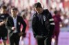 Fernando Gago, Boca Juniors' coach, reacts during a local tournament soccer match against River Plate in Buenos Aires, Argentina, Sunday, April 27, 2025. (AP Photo/Gustavo Garello)