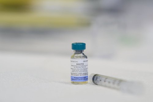 A dose of the measles, mumps, and rubella (MMR) vaccination awaits the next patient during a vaccine clinic at Southwestern Public Health in St. Thomas, Ont., on Tuesday, March 4, 2025. THE CANADIAN PRESS/ Geoff Robins