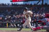 San Francisco Giants' Mike Yastrzemski hits a home run during the tenth inning of a baseball game to beat the Cincinnati Reds in San Francisco, Wednesday, April 9, 2025. (AP Photo/Nic Coury)