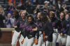 New York Mets' Francisco Lindor (12) celebrates with teammates after hitting a walk-off home run during the ninth inning of a baseball game against the St. Louis Cardinals Friday, April 18, 2025, in New York. (AP Photo/Frank Franklin II)