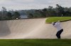 Matt McCarty hits from the bunker on the second hole during the second round at the Masters golf tournament, Friday, April 11, 2025, in Augusta, Ga. (AP Photo/George Walker IV)