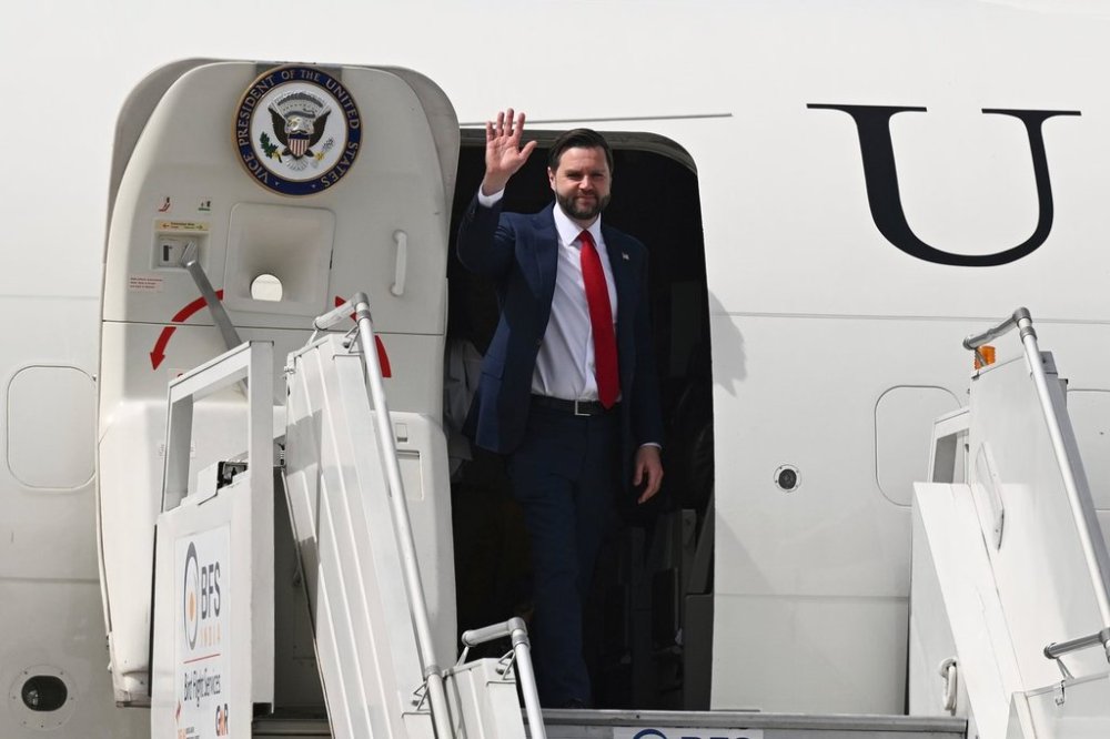U.S. Vice President JD Vance arrives in New Delhi, India Monday, April 21, 2025. (Kenny Holston/The New York Times via AP, Pool)