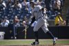 New York Yankees' Aaron Judge watches the flight of the ball as it is called foul during the eighth inning of a baseball game against the Tampa Bay Rays, Sunday, April 20, 2025, in Tampa, Fla. (AP Photo/Phelan M. Ebenhack)