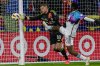 FILE - Real Salt Lake goalkeeper Zac MacMath (18) stops the shot from Minnesota United forward Bongokuhle Hlongwane (21) during an MLS soccer game, Tuesday, Oct. 29, 2024, in Salt Lake City. (AP Photo/Tyler Tate, File)