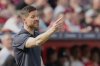 FILE - Leverkusen's head coach Xabi Alonso gives instructions from the side line during the German Bundesliga soccer match between Bayer Leverkusen and Union Berlin at the BayArena in Leverkusen, Germany, on April 12, 2025. (AP Photo/Martin Meissner, File)