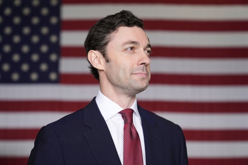Sen. Jon Ossoff, D-Ga., poses for a portrait during an event at Dobbins Air Reserve Base, Saturday, April 26, 2025, in Marietta, Ga. (AP Photo/Brynn Anderson)