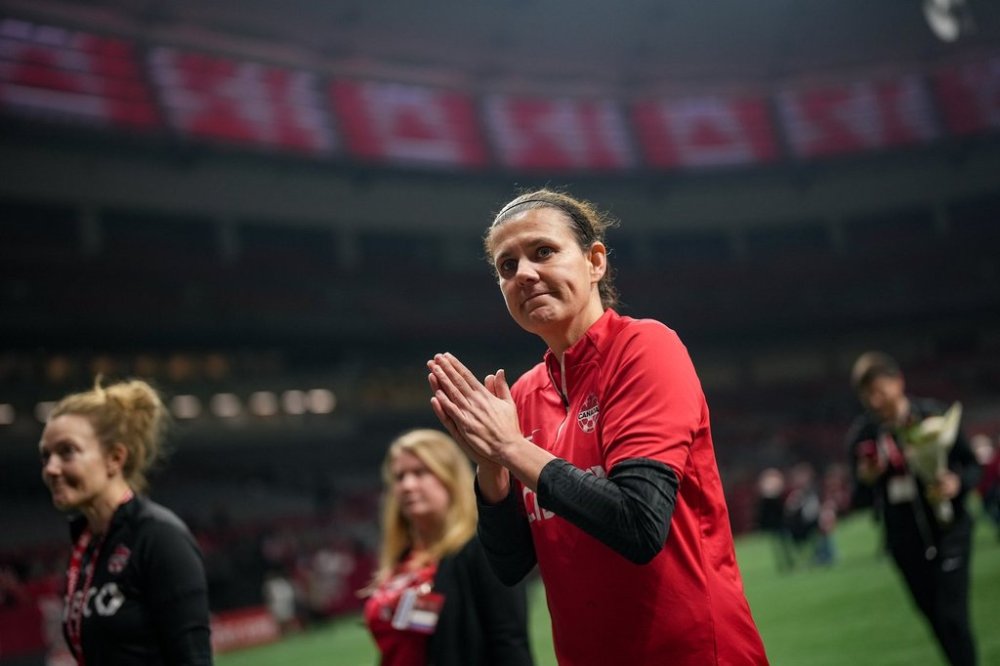 Canada's Christine Sinclair leaves the field after Canada defeated Australia 1-0 in her final international soccer match, in Vancouver, on Tuesday, December 5, 2023. Sinclair, 40, made her 331st and final appearance for Canada. THE CANADIAN PRESS/Darryl Dyck