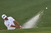 Corey Conners, of Canada, hits from the bunker on the second hole during the third round at the Masters golf tournament, Saturday, April 12, 2025, in Augusta, Ga. Corey Conners of Listowel, Ont., is third at Augusta, four shots back of third-round leader Rory McIlroy of Northern Ireland. (AP Photo/David J. Phillip)