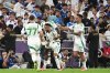 Al Ahli players celebrate after scoring against Al Hilal during a AFC Champions League Elite semifinal soccer match at Alinma Stadium in Jeddah, Saudi Arabia, Tuesday, April, 29, 2025. (AP Photo/Ali Issa)
