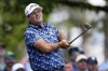Patrick Reed watches his tee shot on the fourth hole during the third round at the Masters golf tournament, Saturday, April 12, 2025, in Augusta, Ga. (AP Photo/George Walker IV)