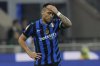 Inter Milan's Lautaro Martinez reacts during the Italian Cup semifinal second leg soccer match between Inter Milan and AC Milan at the San Siro stadium in Milan, Italy, Wednesday, April 23, 2025. (AP Photo/Luca Bruno)