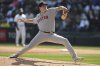 Boston Red Sox starter Richard Fitts delivers a pitch during the first inning of a baseball game against the Chicago White Sox, Saturday, April 12, 2025, in Chicago. (AP Photo/Paul Beaty)