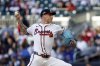 Atlanta Braves pitcher AJ Smith-Shawver throws during the first inning of a baseball game against the Cincinnati Reds, Monday, May 5, 2025, in Atlanta. (AP Photo/Butch Dill)