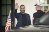El Salvador's President Nayib Bukele waves as he departs following a meeting at the White House with President Donald Trump, Monday, April 14, 2025, in Washington. (AP Photo/Manuel Balce Ceneta)