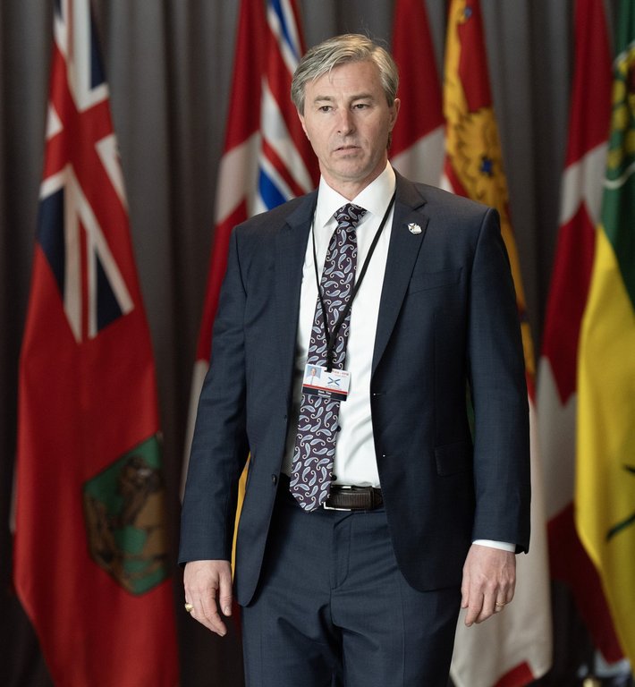 Nova Scotia Premier Tim Houston arrives at the first ministers meeting, in Ottawa, March 21. THE CANADIAN PRESS/Adrian Wyld